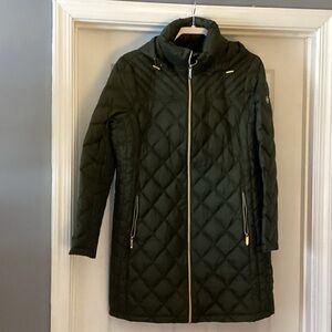 Michael Kors Dark Green Quilted Puffer Coat
